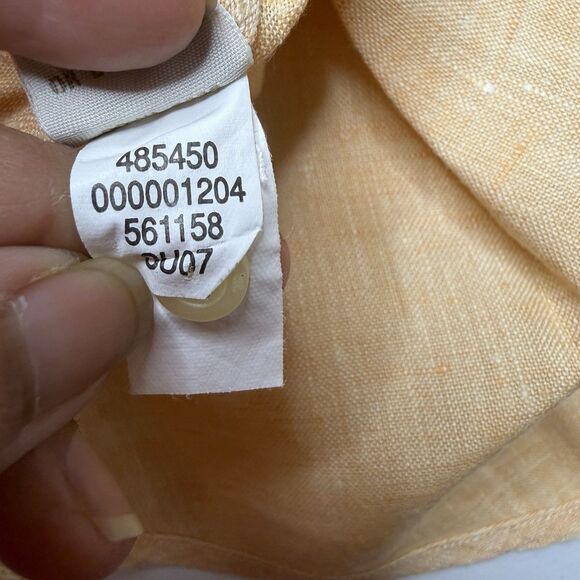 Banana Republic Men's M Linen Long Sleeve Button Up Shirt Yellow Peach Peach - Picture 6 of 11